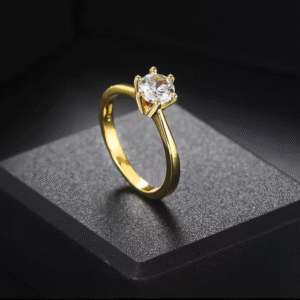 Anel Solitário Banhado a Ouro 18k