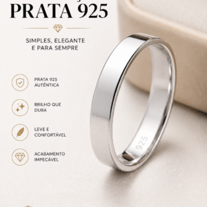 Aliança Prata 925 Lisa com Uma Borda | Modelo Elegante e Sofisticado